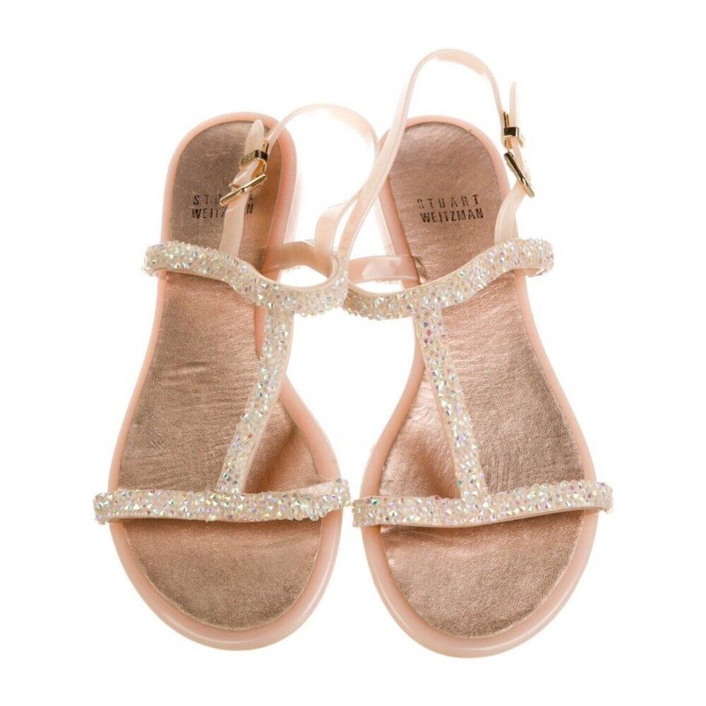 stuart weitzman Authentic Solid Pink Crystal Embe… - image 3